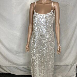 Rumored Women's Vintage Sequin Slip Maxi Dress Prosecco Ivory Size L